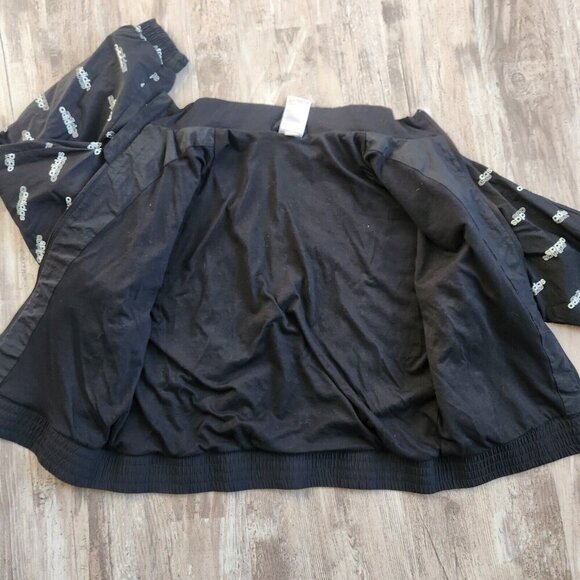 Adidas Womens Black Full-Zip Sport Track Jacket All-Over Logo & Elastic Hem M - Picture 10 of 16